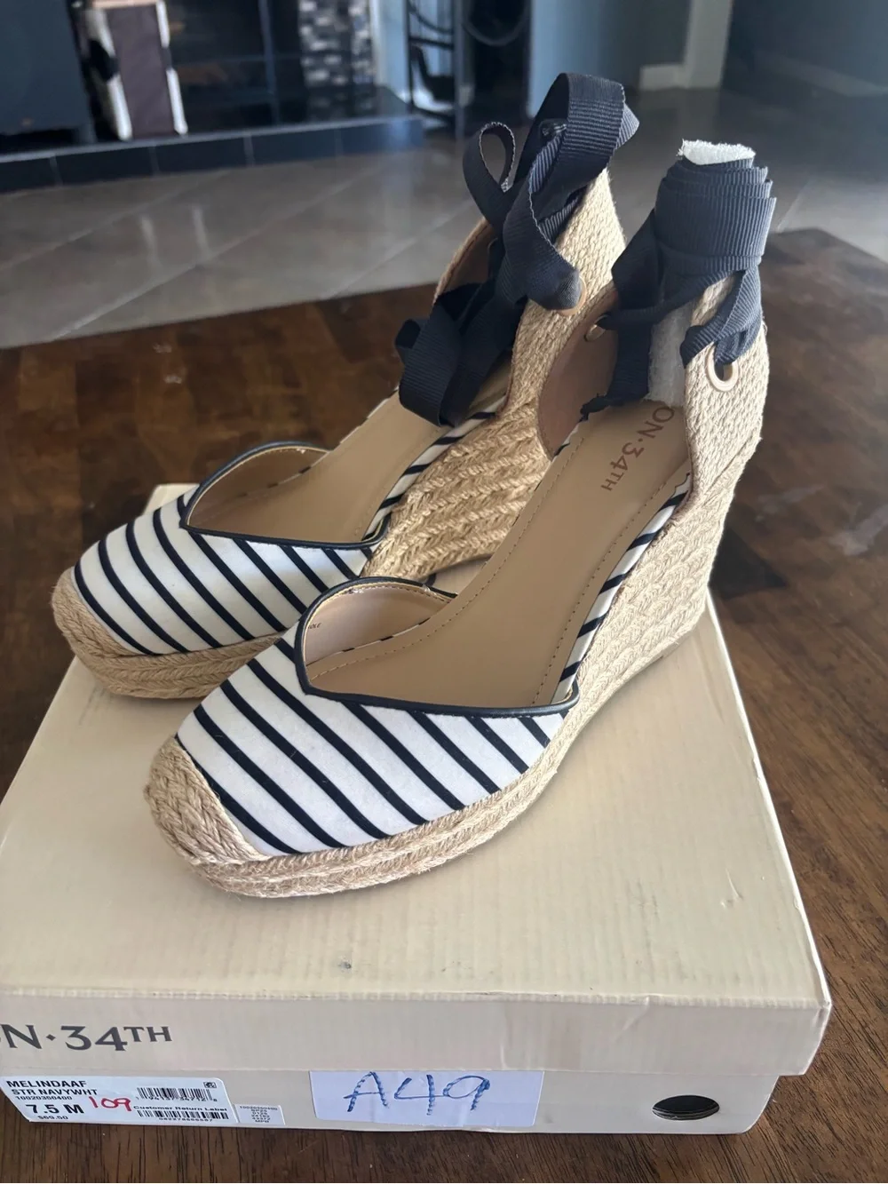 On 34th Woman’s Melindaa Espardrille wedge sandals size 7.5